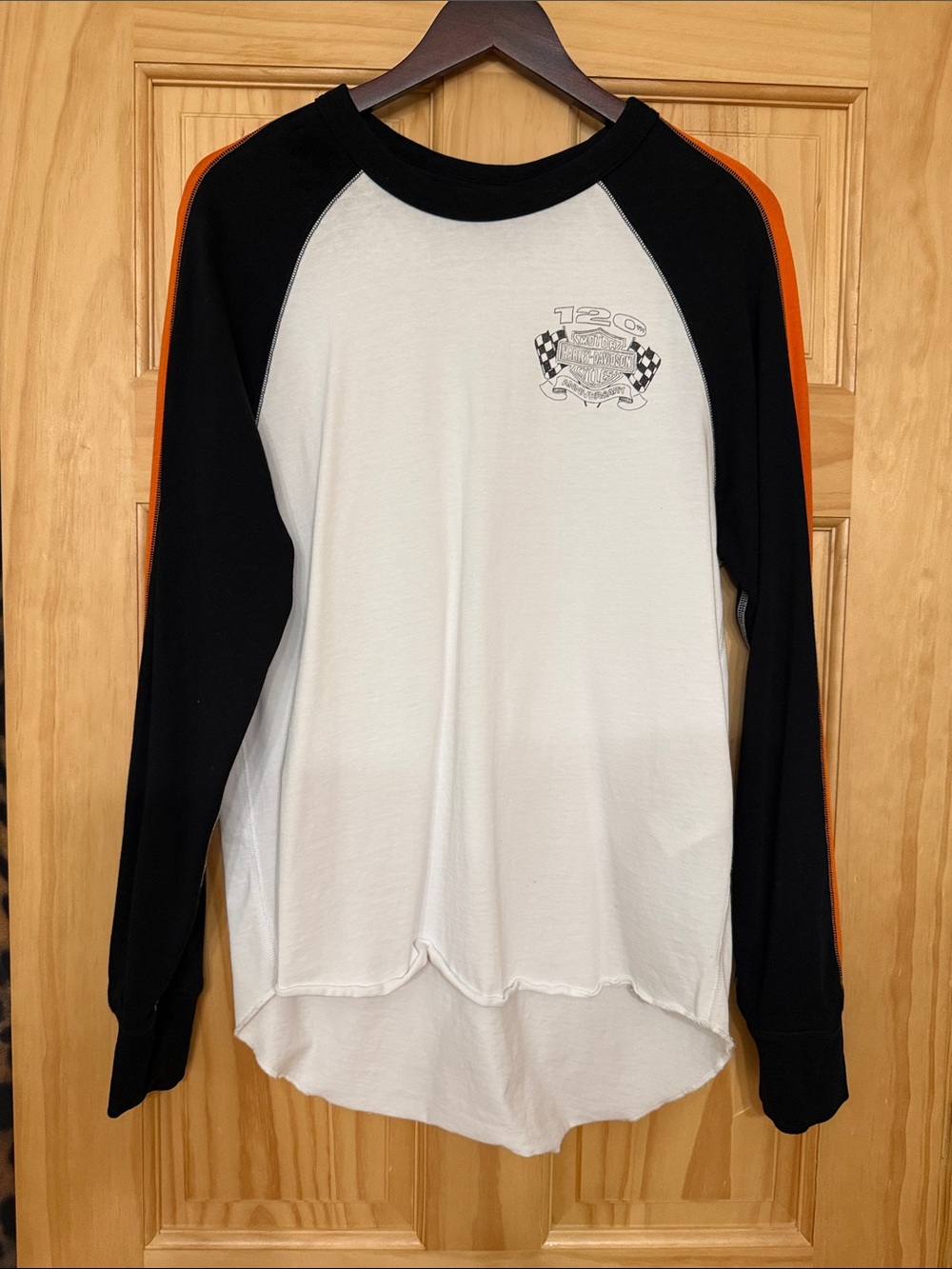 Harley-Davidson White and Black Raglan Racing Tee